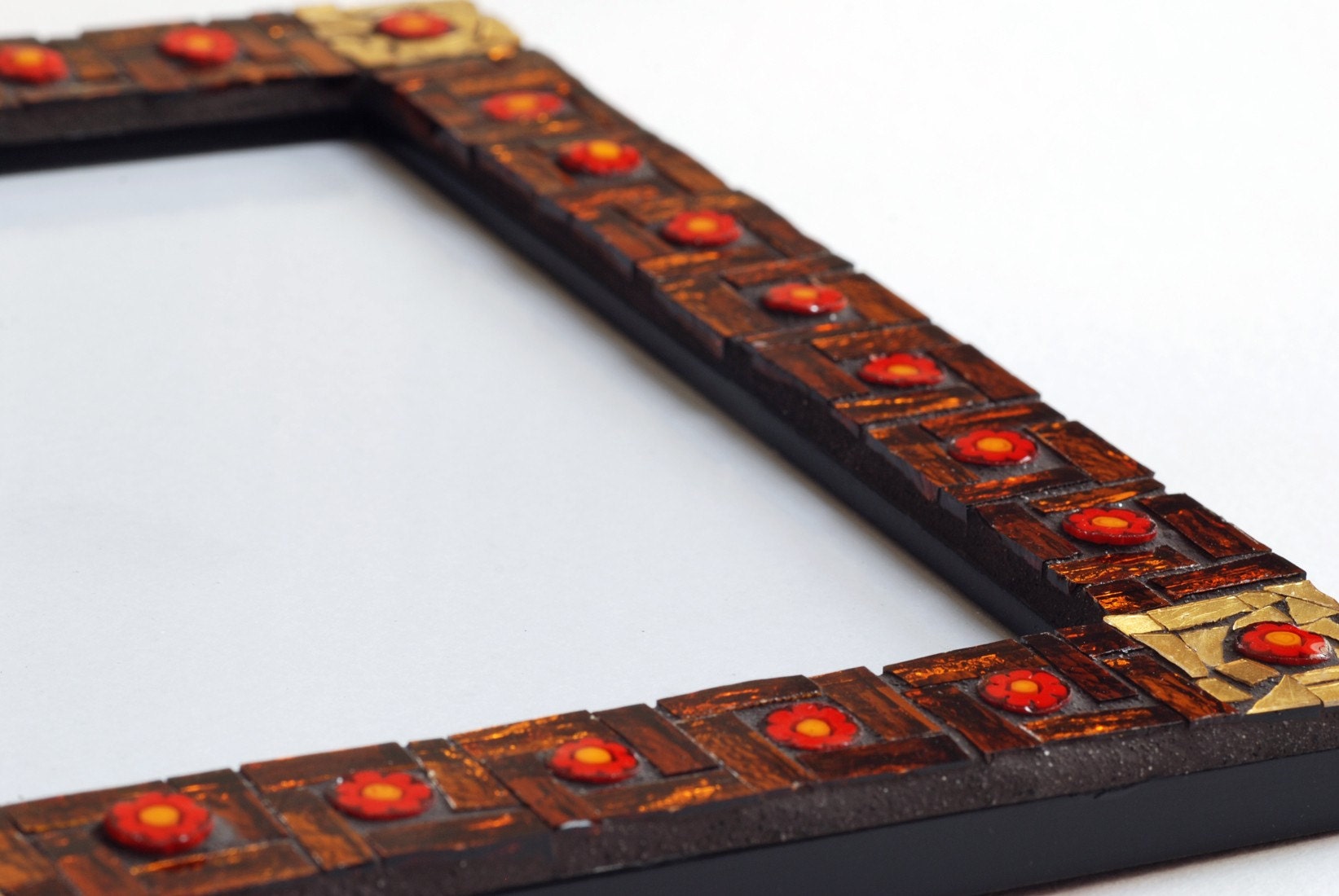 Burnt amber - Mosaic photo frame 5x7in (13x18cm)