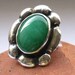 Silver Green agate ring , flower shaped - hammered handmade sterling silver jewelry