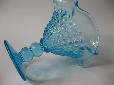 Sky Blue Vintage Bubble and Ruffles Pedestal Candy Dish