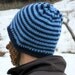 blue striped bearded beanie - L/XL