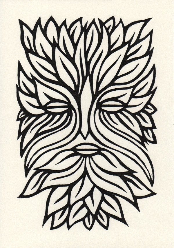 The elements. Earth. Linocut