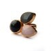 Three Stones Ring with Pink Quartz, Purple Amethyst and Grey Labrodorit Stones