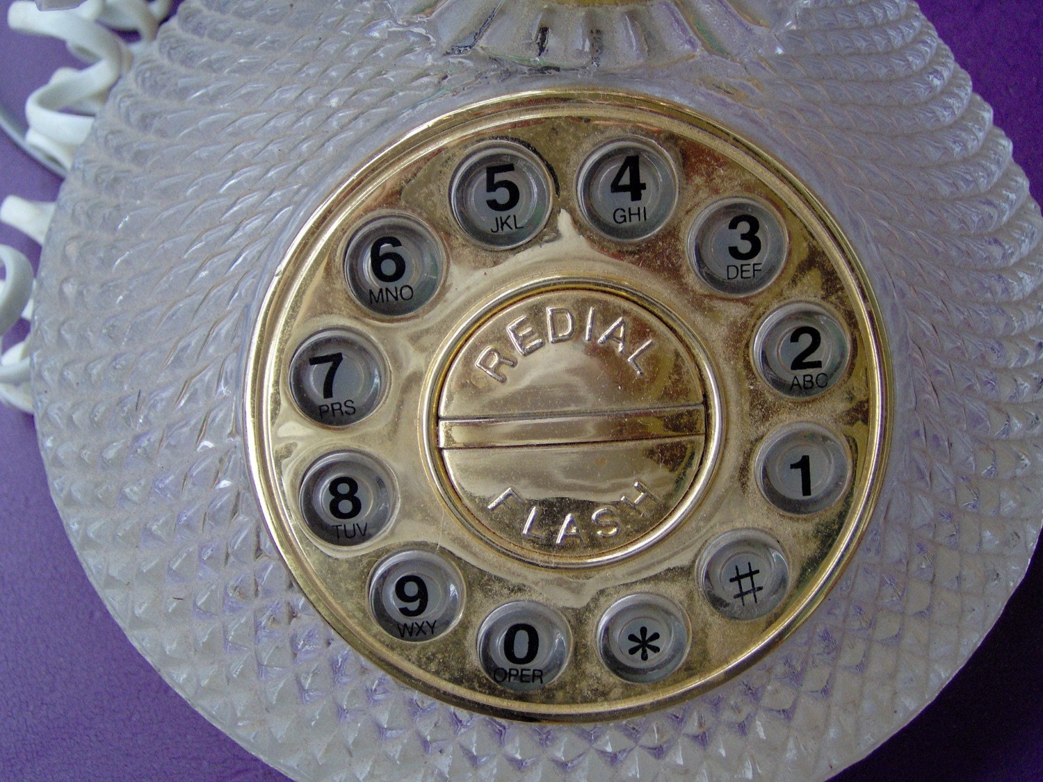 Vintage 1980's Princess GLASS telephone- VGC touch tone phone. Kitschy, chic, and fabulous.