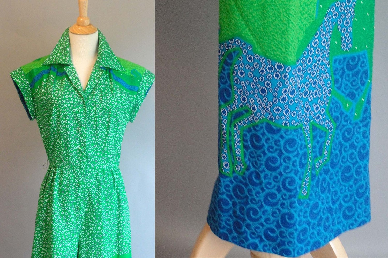 Vintage 1960s MALIA HONOLULU Green Jumper