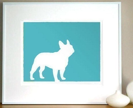 Mod French Bulldog Frenchie Silhouette Fine Art Print 8 x 10
