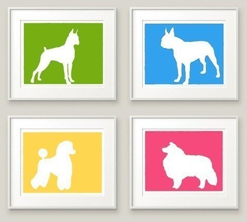 Your Choice of 4 Dog Prints - Set of Four 8x10 prints in any colors - Discounted price