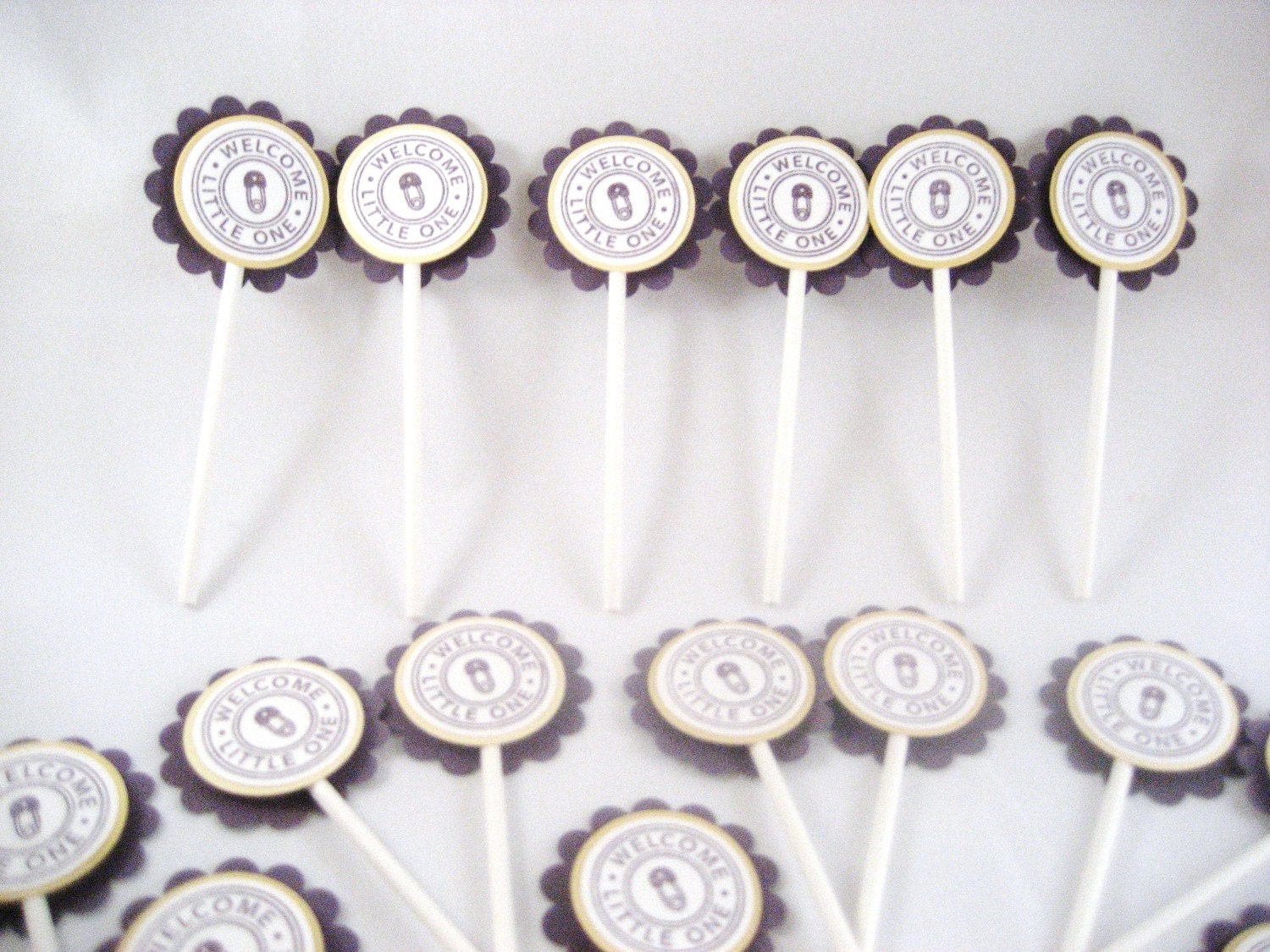 Little One Baby Shower Cupcake Topper Set of 12