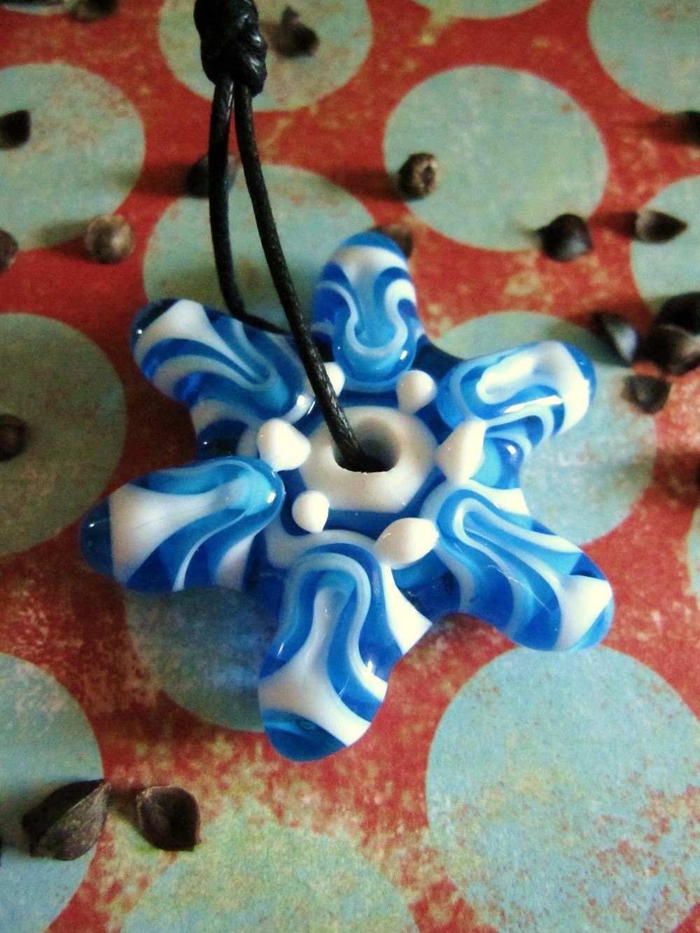 Blue Star lampwork pendant SRA