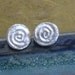 Silver ear studs, handmade spiral shaped earrings
