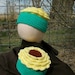 Crochet Beanie Cap Hat Pattern Sunflower Girls Hat PDF PATTERN