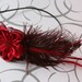 SALE Red Satin and Organza with Plume and Feathers Headband
