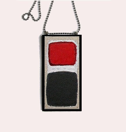 Space Odyssey SMALL PENDANT PAINTING - Wall Decor Art Study Pop Art Red Geometric by Wieber