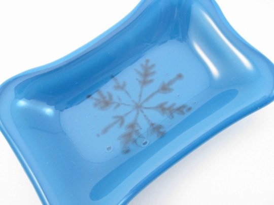 Fused Glass Snowflake Ring Dish