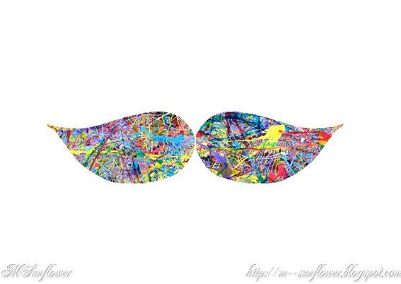 Rainbow Splatter Moustache - Ink Splatter Painting Collage - Print