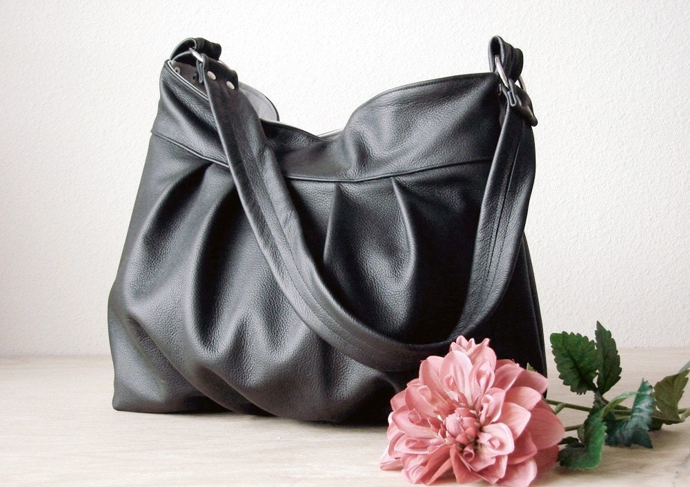 Baby Ruche Bag in Black Leather - Made to Order - RESERVED