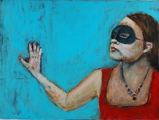 Girl with Black Masquerade mask - original painting