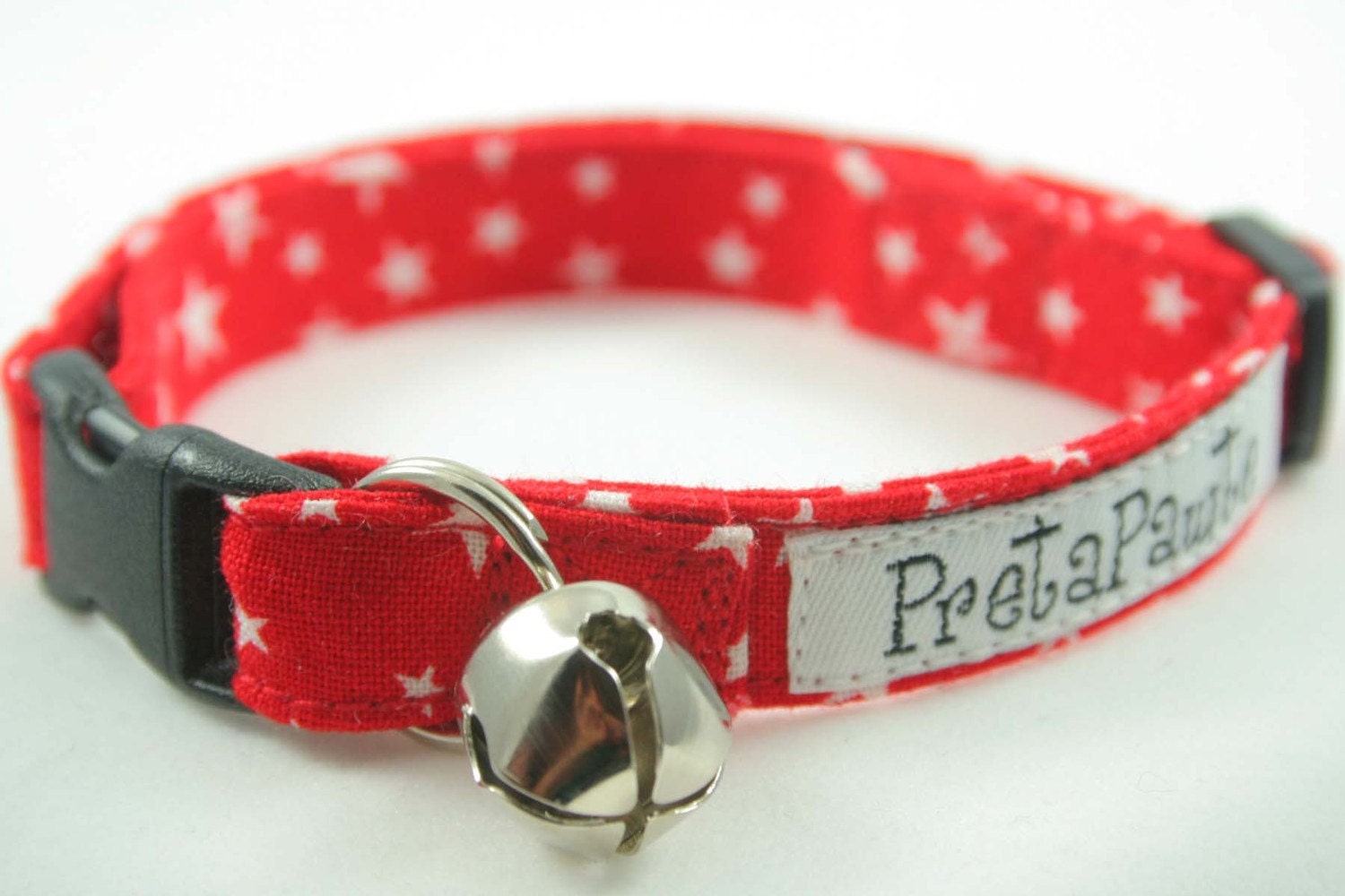 Safety Cat Collar in Red and White stars
