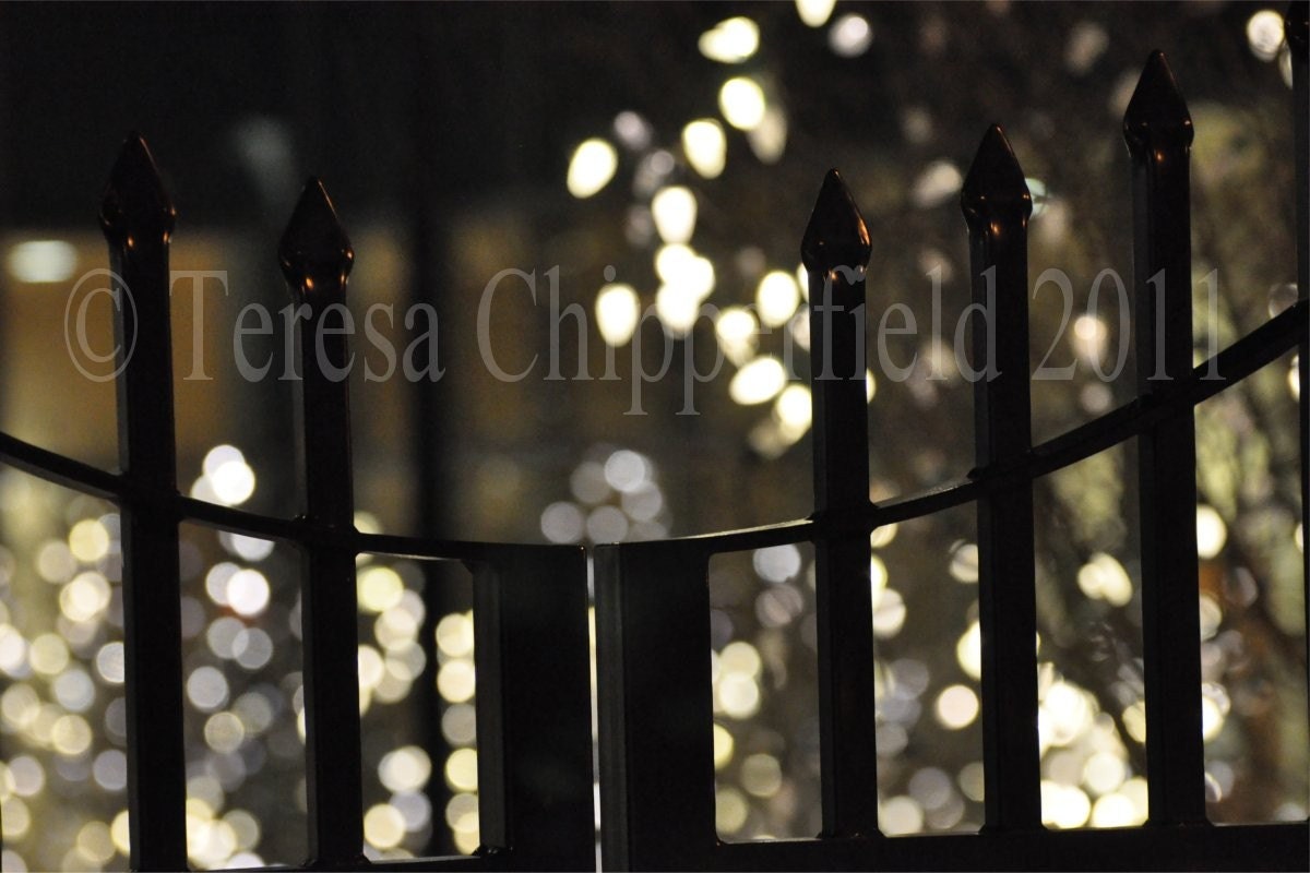 Portland Night Lights with Bokeh - 8 x 12 - Fine Art Digital Photo Print - Holiday Lights - Black and White - Surreal, Abstract, Home Decor