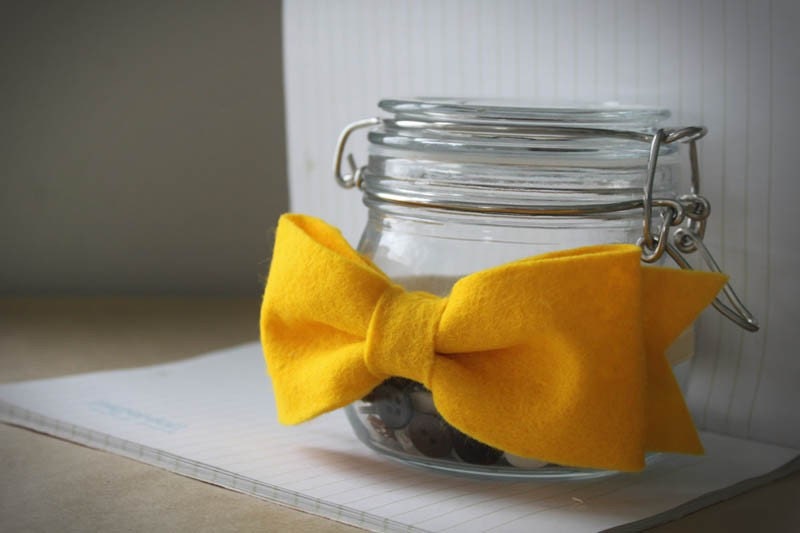 Alice in Golden Sunshine Yellow - Toddler sized Black Felt Bow Headband