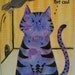 Cat Collage Original Mixed Media Cat and Flying Mouse  5 x 7