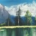Mountain Lake Painting Acrylic Vintage 1980s