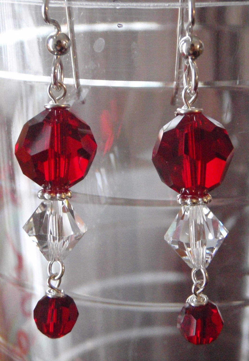 Donation 2 Dogs 2000 Miles Swarovski RED crystal earrings