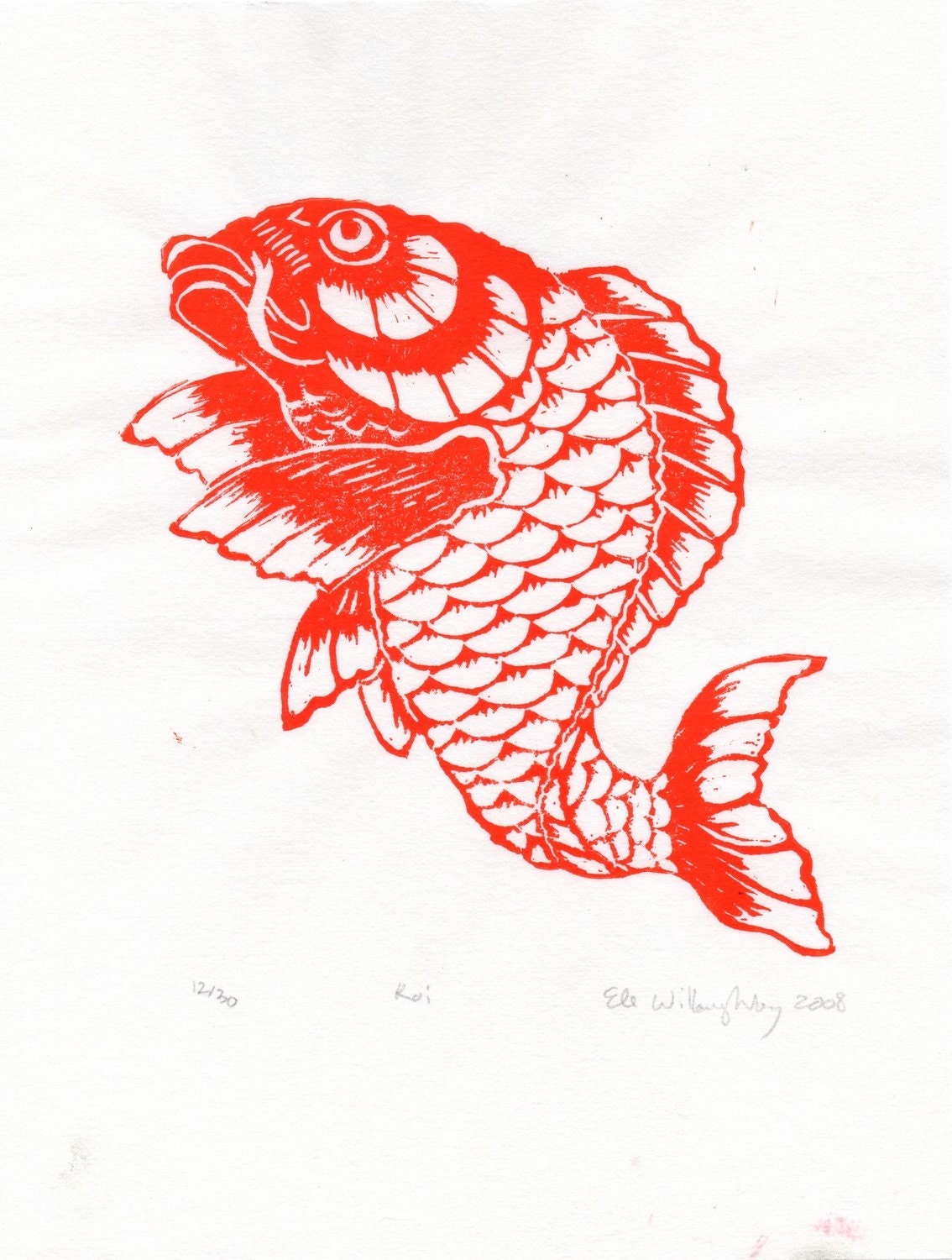 Koi Limited Edition Lino Block Print