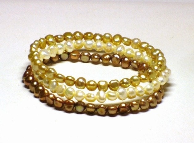 3 Pearl Bracelet with Natural Fresh Water Pearls