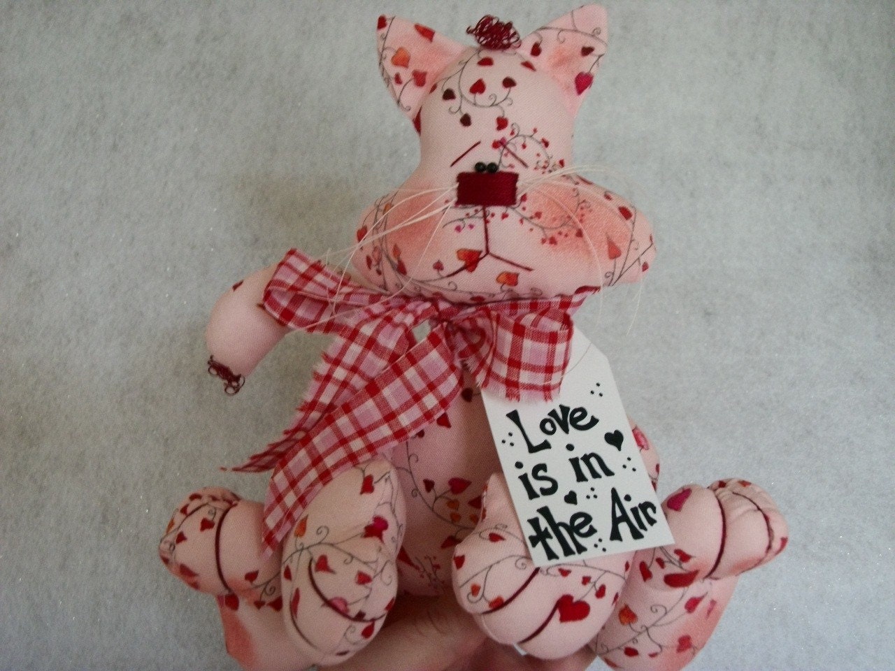 Primitive Raggedy Love is in the Air Kitty Cat Doll Shelf Sitter