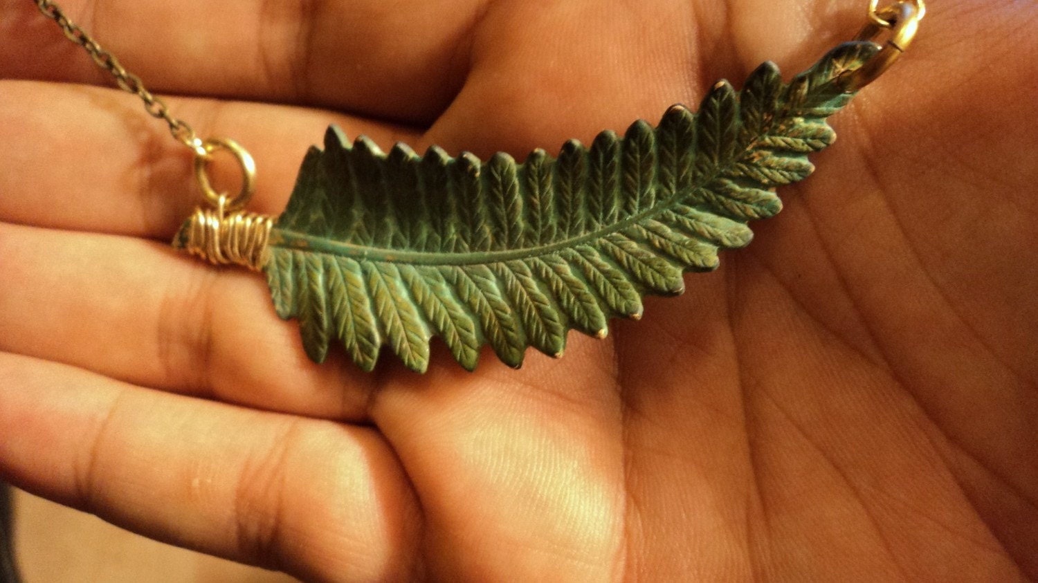 Necklace Fern Verdigris Green Nature by SimoneSutcliffe on Etsy from etsy.com