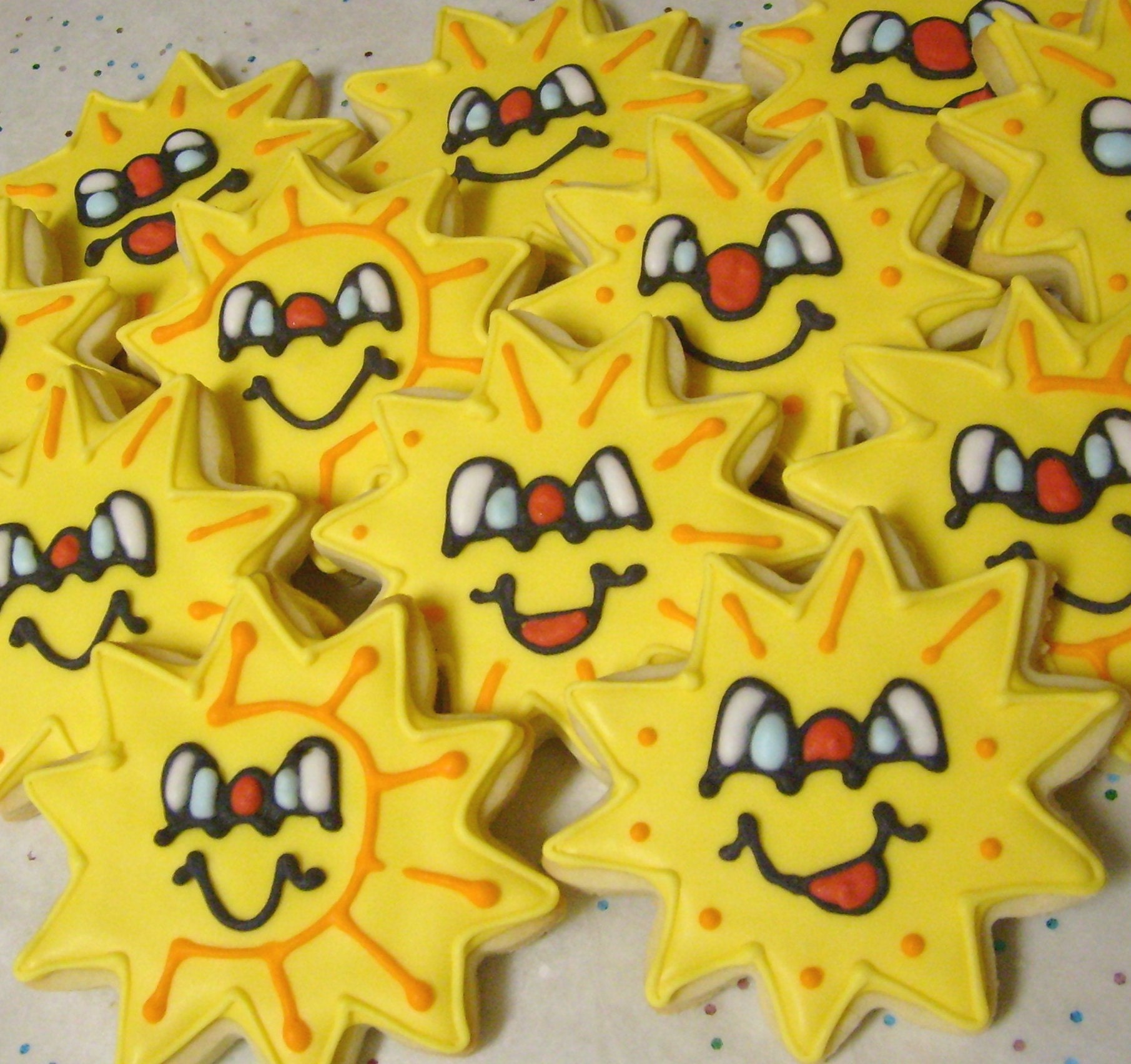 Mr. Sunshine - Decorated Cookie Favors - SUNSHINE COOKIES - SUN Decorated Cookies - Sun Cookie Favors - 1 Dozen