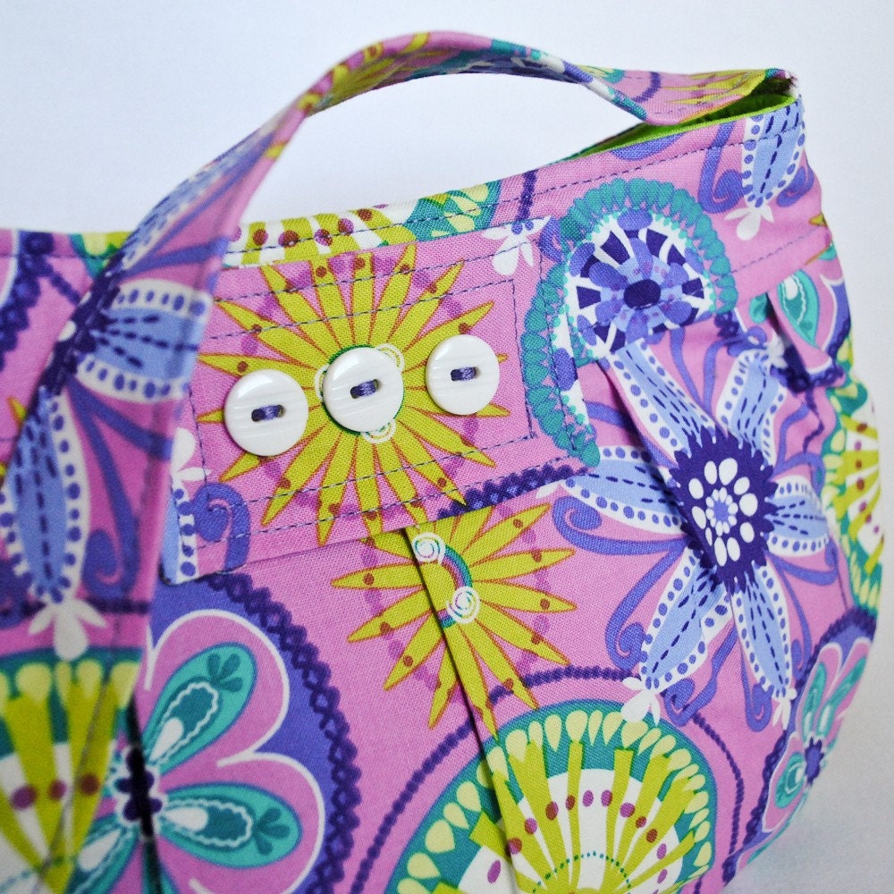 Small Buttercup Bag--Purple Carnival Bloom--READY TO SHIP