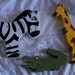 Childrens wooden puzzles,  Safari Set--Three puzzles--Zebra, Giraffe, Gator,  1 price