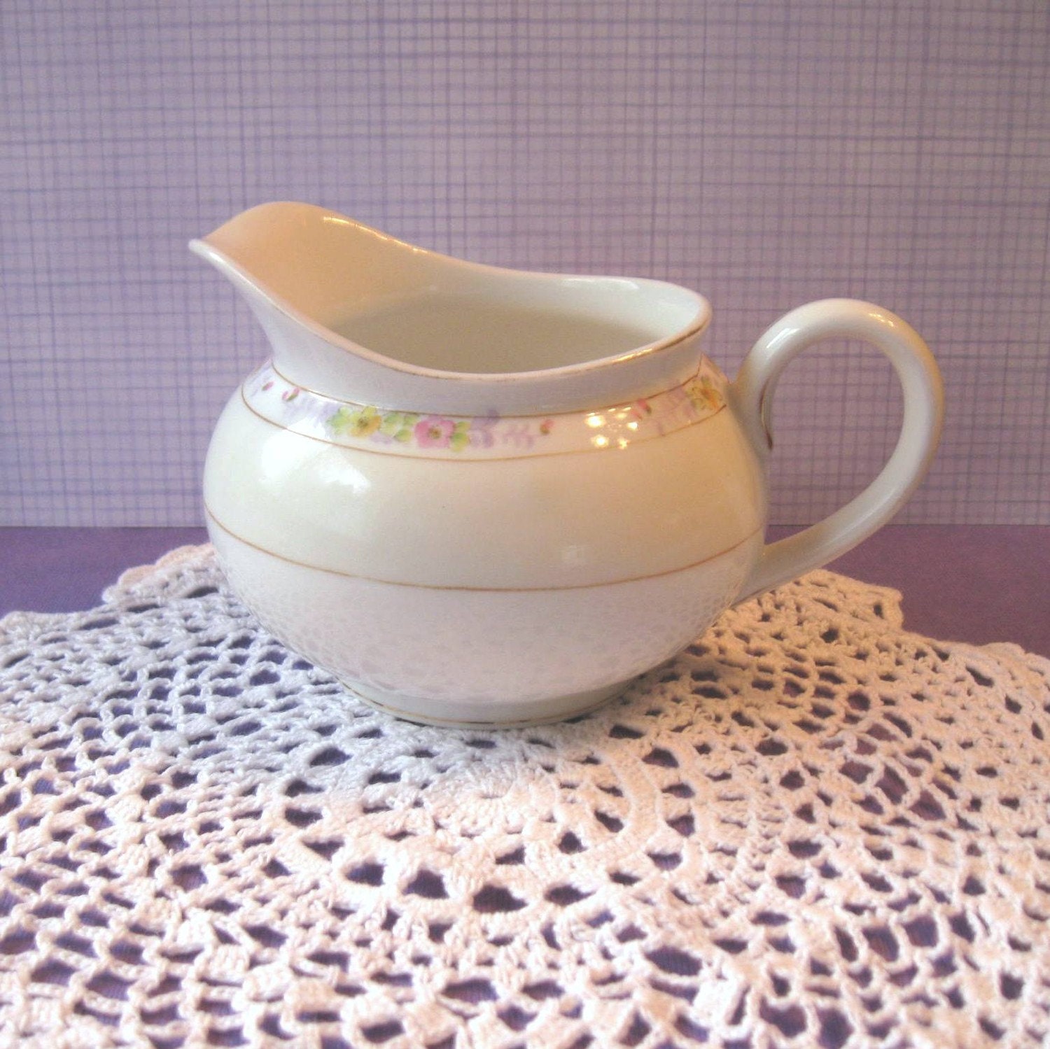 Noritake Pitcher -  Hand Painted Nippon China - Floral Creamer