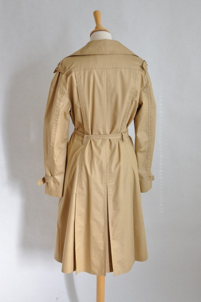 Vtg 70's Classic Beige Spyware Trench Coat S/M