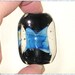 Handmade Lampwork Glass Bead in Black and Blue - Silvered Glass Focal Art Bead - SRA - Blue Apple Bite $7.99