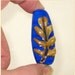 SALE - Handmade Lampwork Glass Bead in Royal Blue with Gold Fern - Focal Art Bead - SRA - Blue Fern $6.99