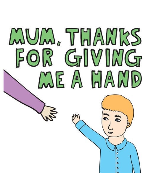 Mother's Day Card - Thanks for giving me a hand BOY VERSION