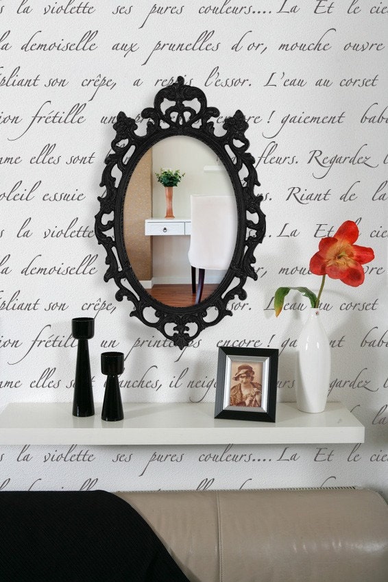 Typography Wall Stencil Springtime in Paris-Allover Stencil for Vintage or Modern Wall Decor