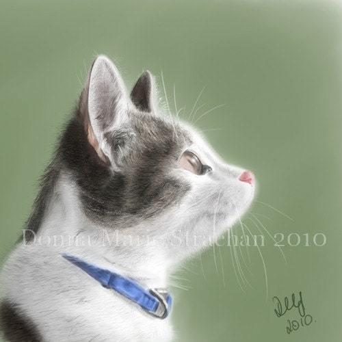Young cat painting 5 x 5 inch photographic print