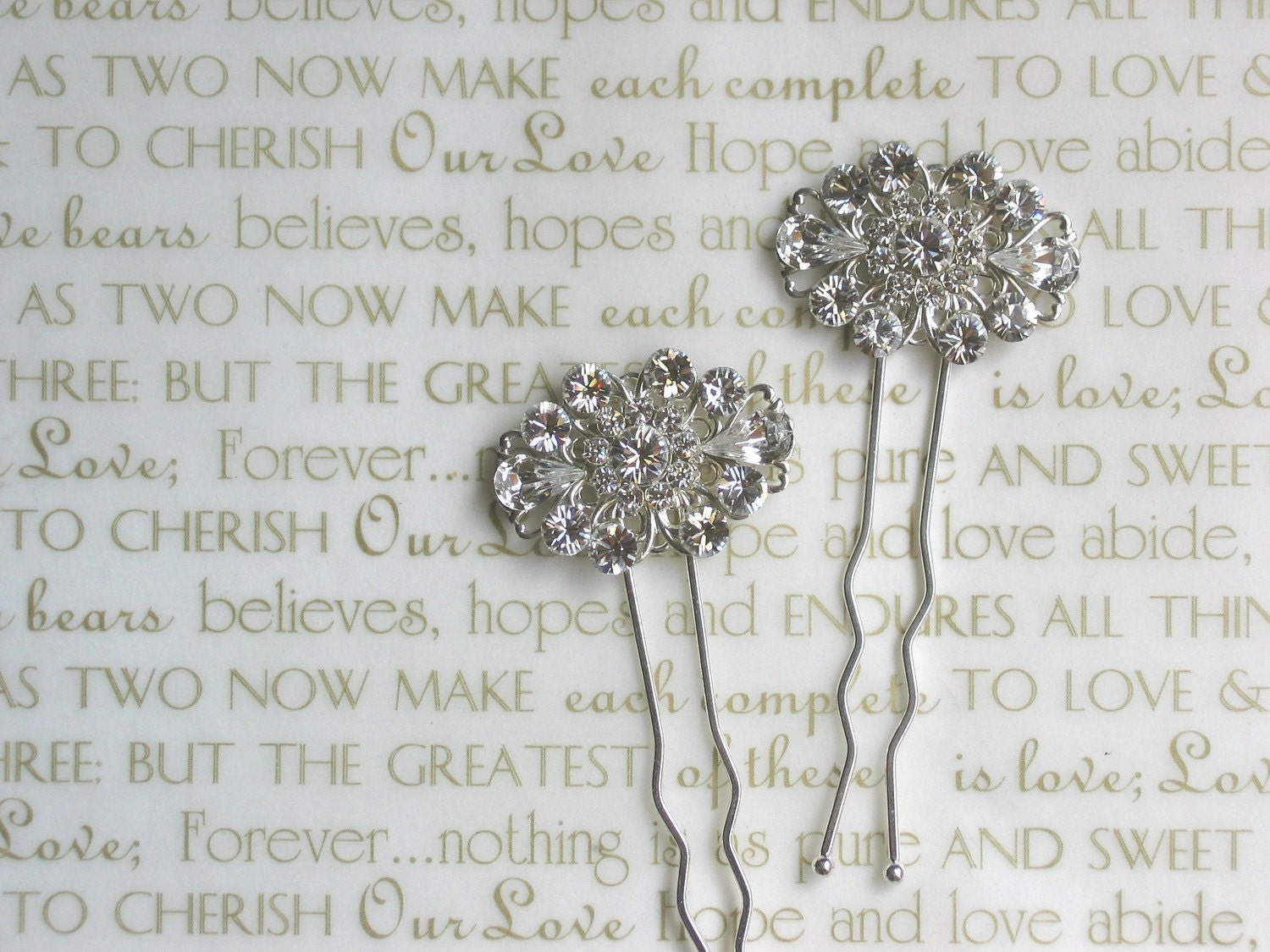 Wedding Hair Accessories, Bridal Hairpins, Vintage Glam Style, Swarovski Crystals, Set of 2