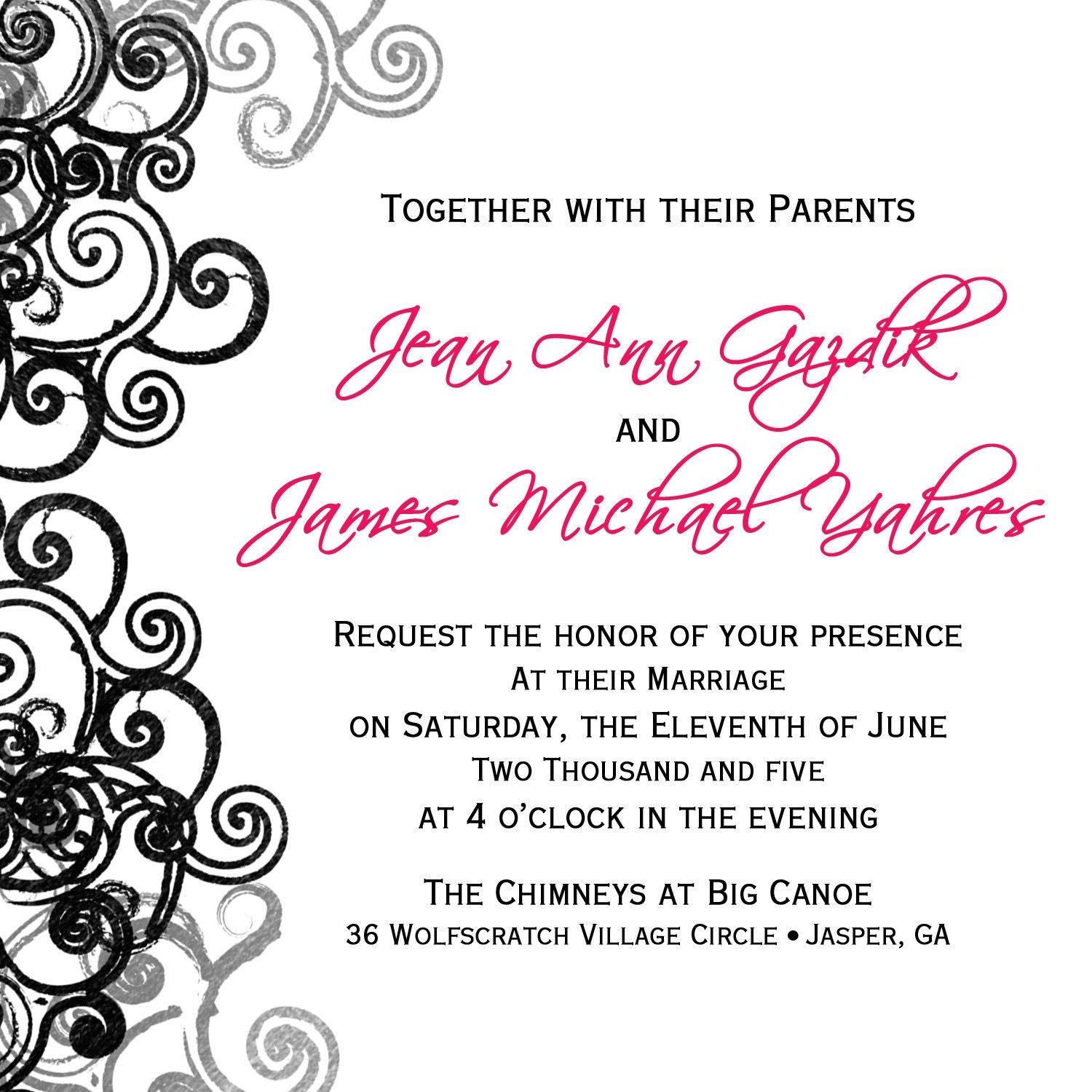 Wedding Collection:  Modern Pink & Black