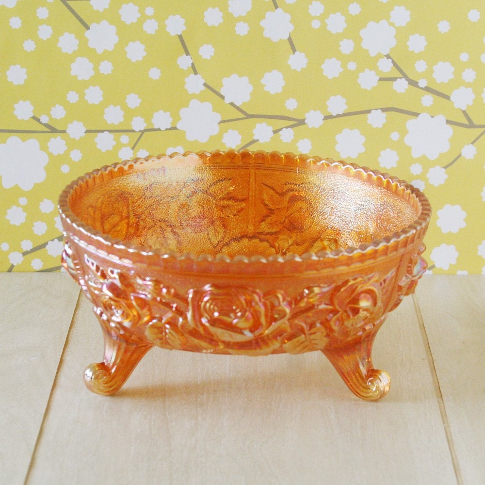 Carnival Glass Bowl, Footed, Imperial