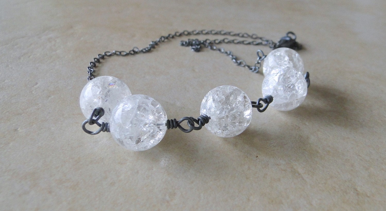 Quartz Crystal Necklace With Oxidized Sterling Silver by beadsme