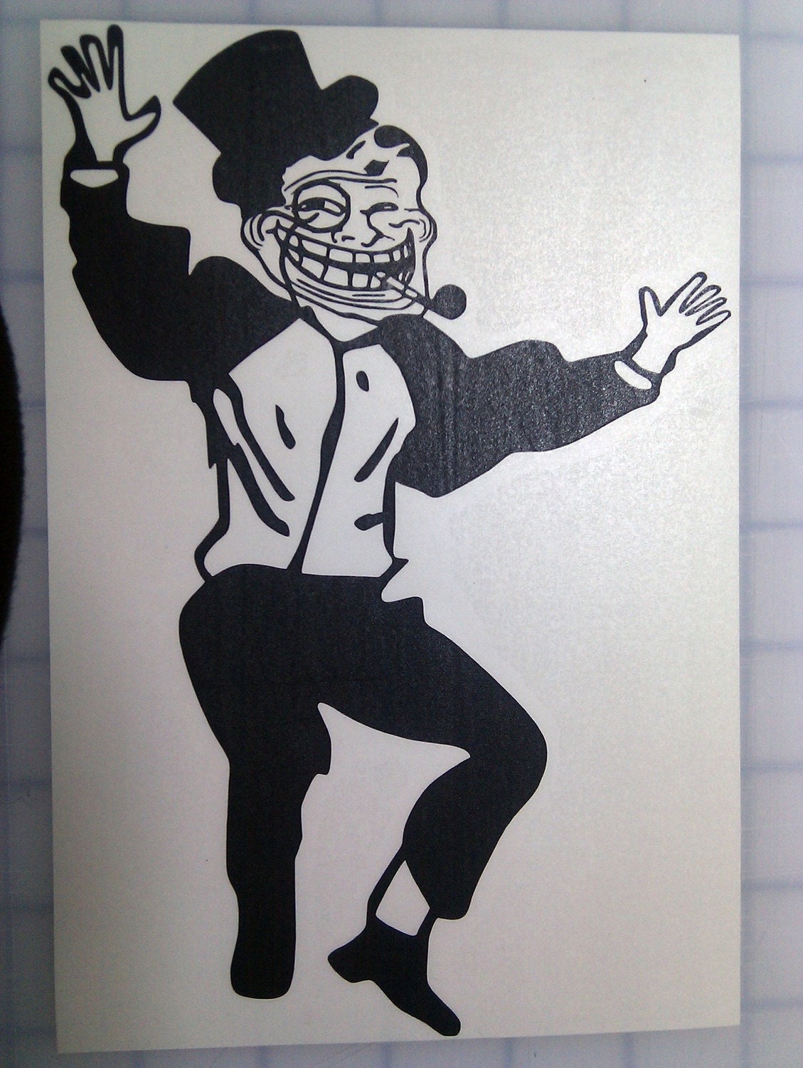 Troll Dad Dancing decal (Black Vinyl) 5.4" x 8"