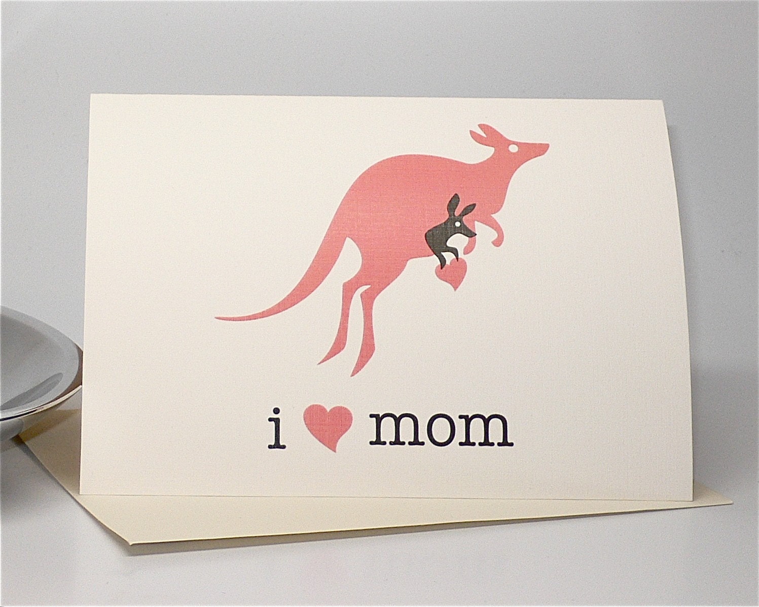I Heart Mom - Jumping Kangaroos Mother's Day Card on 100% Recycled Paper