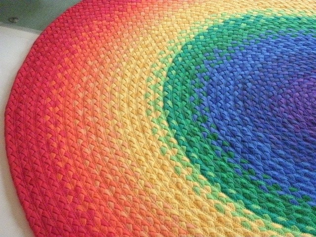 DEPOSIT FOR Rainbow braided Rug made to order, from braided recycled t shirt and USA organic cotton