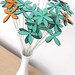 wood flowers, set of NINE - sea foam, tangerine
