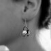 READY To Ship, Pearl and Oxidized Sterling Silver Trillium Earrings, Gemmy White Pearl Dangles