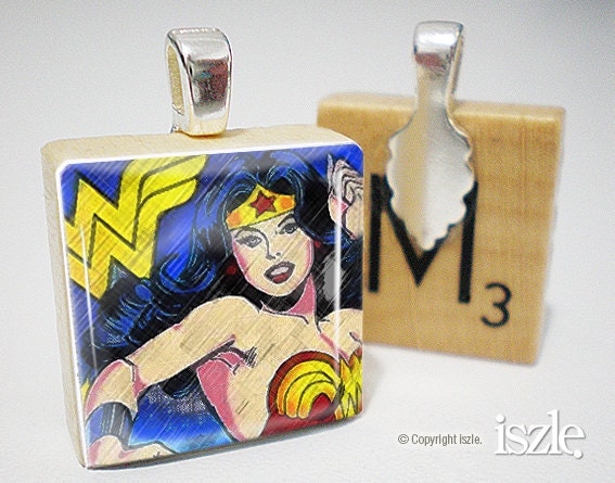 Scrabble Pendant - Wonder Woman (OMP484) - Scrabble Tile Pendant Charm Necklace
